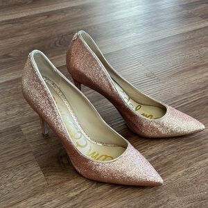 Sam Edelman Rose Gold Glitter Heels